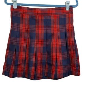 Red Tartan Plaid Mini Skirt Pleated Elastic Waist Women’s Size Medium